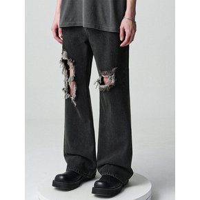 Minimal Bootscut Destroyed Denim Pants CAMEL  BLUE