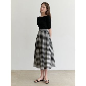 리엘 Dew check skirt (black)