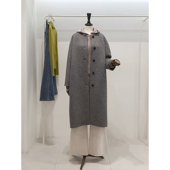 ZOOC [파주점] 쥬크 주크 노카라 니트배색 헤링본 싱글 코트 V254MSG963