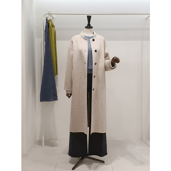 [파주점] 쥬크 주크 노카라 니트배색 헤링본 싱글 코트 V254MSG963