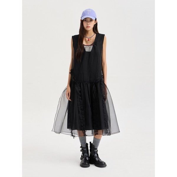 Sleeveless Layering Frill Dress (black) LFDAX25680BKX