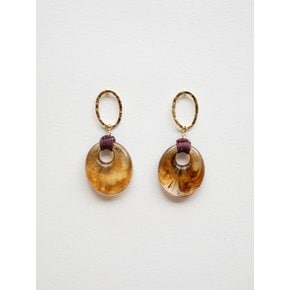 Brown marble pendant oval drop earring