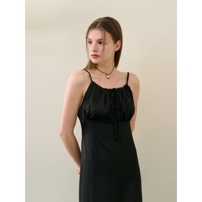 SATIN LONG ONE PIECE [BLACK]