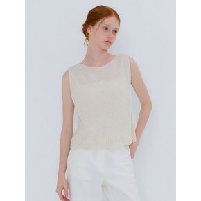 COTTON BOUCLE SLEEVELESS KNIT CREAM