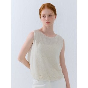 COTTON BOUCLE SLEEVELESS KNIT CREAM