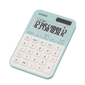 HJ 카시오 미니 탁상형 전자계산기 12자리 대형LCD 일반계산기 MS-20YC 라이트그린