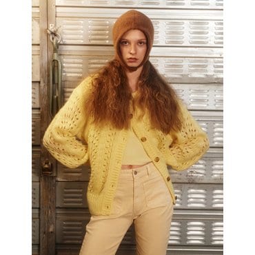 그린버터 Mohair Skashi Cardigan (Yellow)