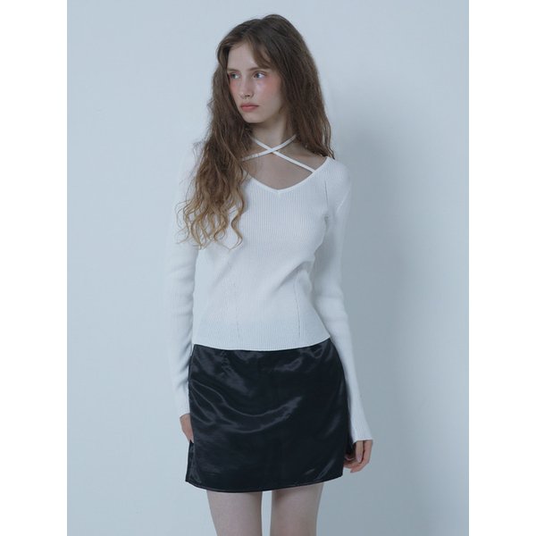 글로시 미니  미니멀 스커트 Glossy Mini Minimal Skirt Black