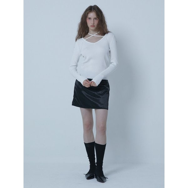 글로시 미니  미니멀 스커트 Glossy Mini Minimal Skirt Black