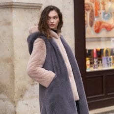 FAUX FUR LAON HOODED MAXI VEST (LVT009KRFKF)