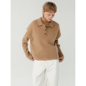 Drop Shoulder Collared Pull-Over_Beige