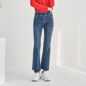 허리밴딩 밑단수술 블루 워싱 부츠컷진