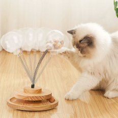 알디펫 고양이 원목 장난감 스윙 냥펀치 간식놀이 트랙볼 2단형 - 우드냥 펀치 스윙