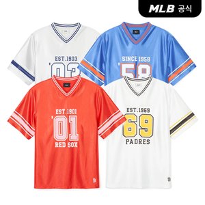 MLB [코리아공식] 바시티 스포츠 브이넥 반팔 티셔츠 (4COLOR)