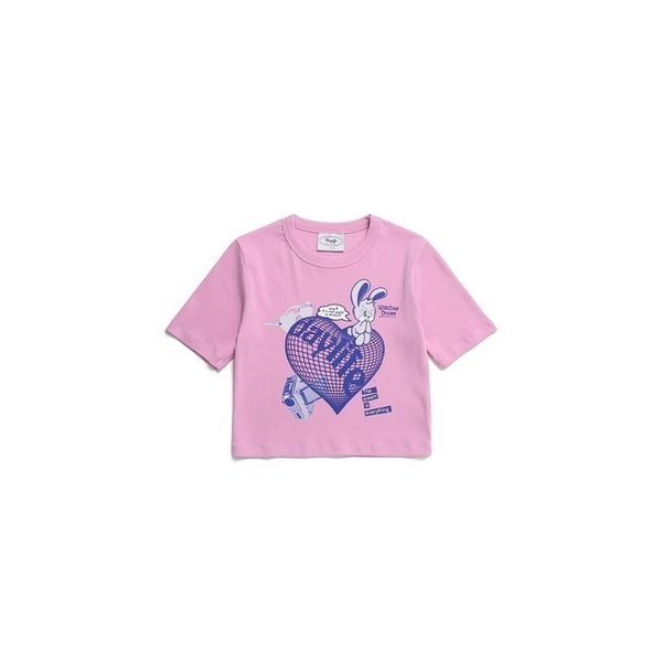 하트 데이니 크롭 하프 티셔츠 (핑크)