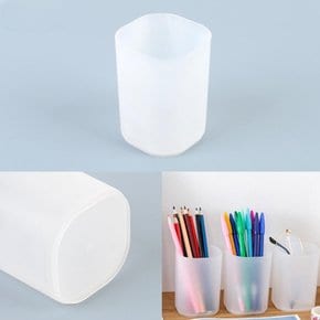 무지반투명통 연필꽂이 볼펜통 붓통 심플 사각통 화이트