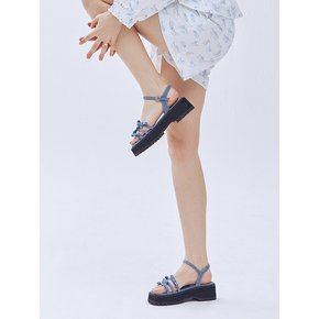 Ribbi Petite Ribbon Platform Sandals - Denim Blue