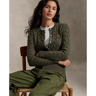 폴로 랄프 로렌 여성 케이블 니트 코튼 크루넥 카디건(WMPOSWENDW20544310)