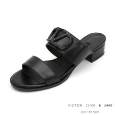 (VICTOR CHOI & james) W21S304 블랙 (3cm) / V로고 뮬슬립