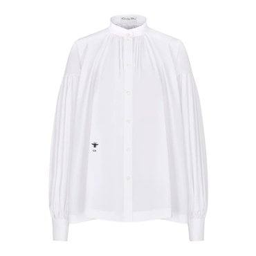 DIOR 플리츠 코튼 포플린 블라우스 화이트 321B32A3356X0100