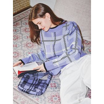 eyeye CHECK UNBLANCE KNIT TOP_LAVENDER (EEOO4NTR03W)