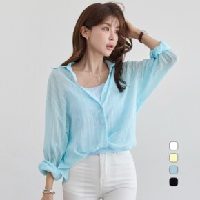 55 88  밑단 꼬임 스트라이프 여름 거즈셔츠 NK61 TS 21_P426986780
