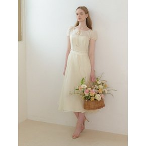 FAIRY Chiffon Puff Flare Dress / Lemon Cream(2color)