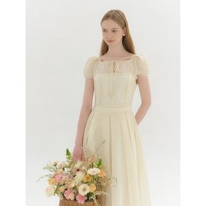 FAIRY Chiffon Puff Flare Dress / Lemon Cream(2color)