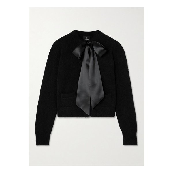 로즈 보우 디테일 알파카 혼방 가디건 블랙 1647597356880811