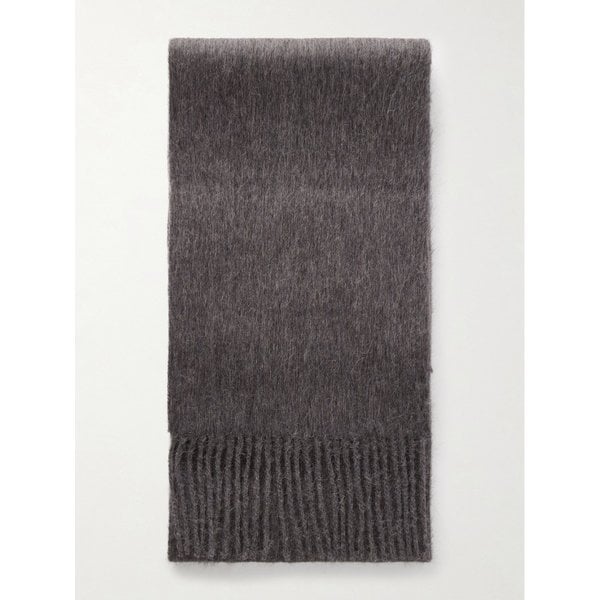 비니 프린지 로고 자수 알파카 울 블렌드 스카프 46376663162970021