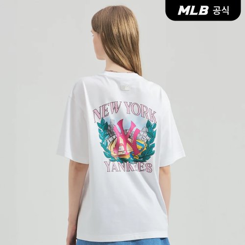 MLB [코리아공식] 바시티 스포츠 빅로고 반팔 티셔츠 NY (White)