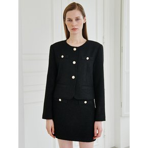 Tweed Button Jacket Set-up - Black