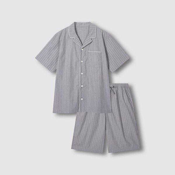 남 코튼 스트라이프 5부 파자마 세트 J216201104082
