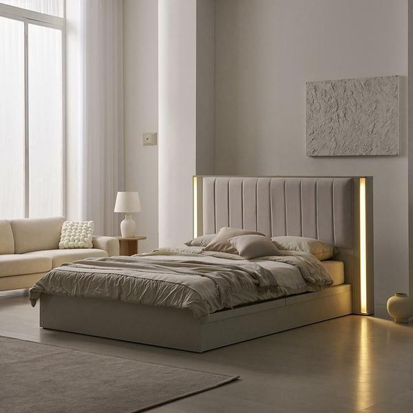 루미너스 패브릭 평상형 호텔식 침대프레임 LK(라지킹) + 조명타워1EA + 사이드패널1EA