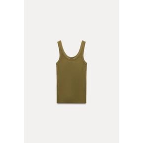 실켓 얀 리브드 티셔츠 4424/626 OLIVE GREEN