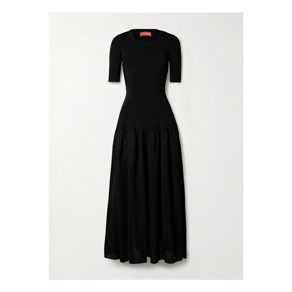 메이지 개더 스트레치 니트 맥시 드레스 블랙 1647597351952292