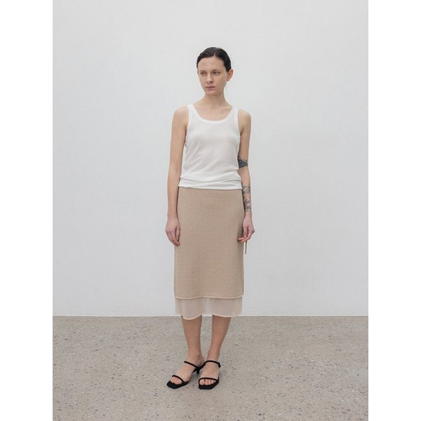 Linen viscose ribbed sleeveless_Off white