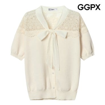 GGPX 숄더 레이스 리본넥 로맨틱 니트 가디건 (GP7KG010F)