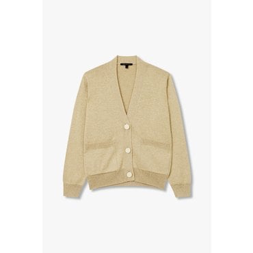 ARMANI EXCHANGE AX여성 글리터 브이넥 로고 버튼 가디건- 베이지(A424332505)
