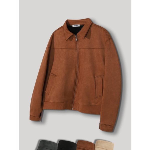 세미 크롭 스웨이드 클래식 집업 자켓 - 4 COLOR