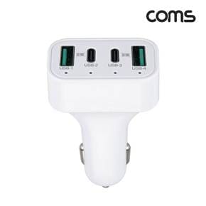 Coms 차량용 멀티 고속 충전기 시거잭 전원 USB-C USB-A 4포트 40W QC18W PD20W