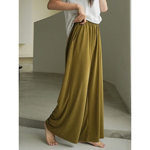 찰랑 루즈핏 모달 와이드 9부 밴딩 팬츠