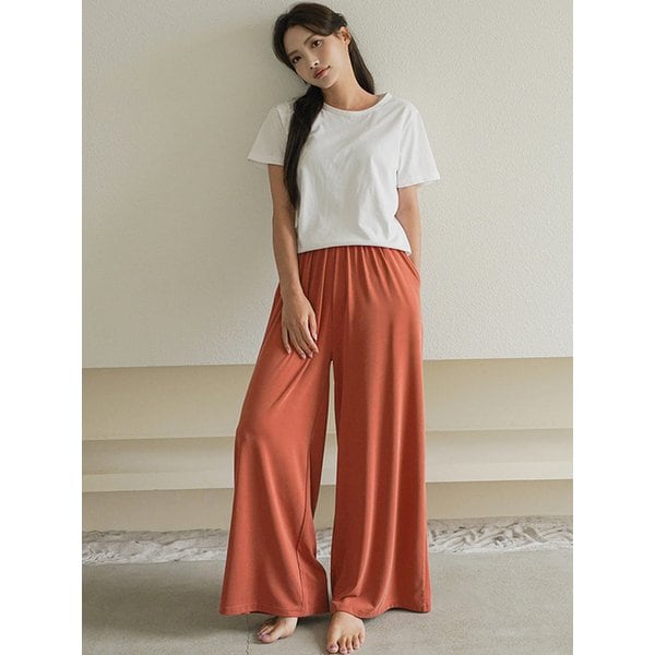 찰랑 루즈핏 모달 와이드 9부 밴딩 팬츠