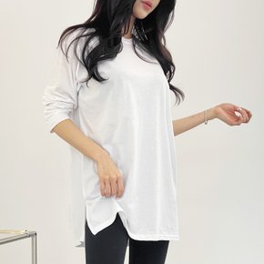 제이지컴퍼니 여성 국내제작 당일!! 라운드넥 긴팔 레이어드 옆트임 롱 티셔츠