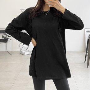 제이지컴퍼니 여성 국내제작 당일!! 라운드넥 긴팔 레이어드 옆트임 롱 티셔츠