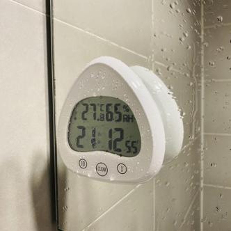  [BF12] 디지털 온습도 타이머 흡착 욕실 방수시계 삼각주먹밥 모양