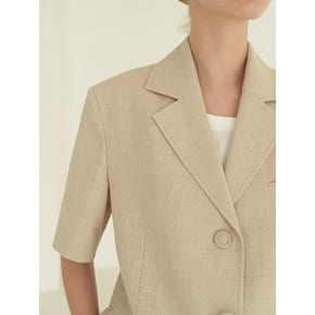 TOR LINEN STITCH HALF SLEEVE BLAZER_2 COLOR