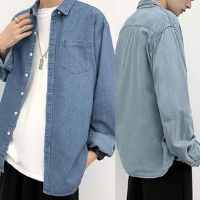 남성 봄가을 패션 심플 데님셔츠 빅사이즈 (7412740A)
