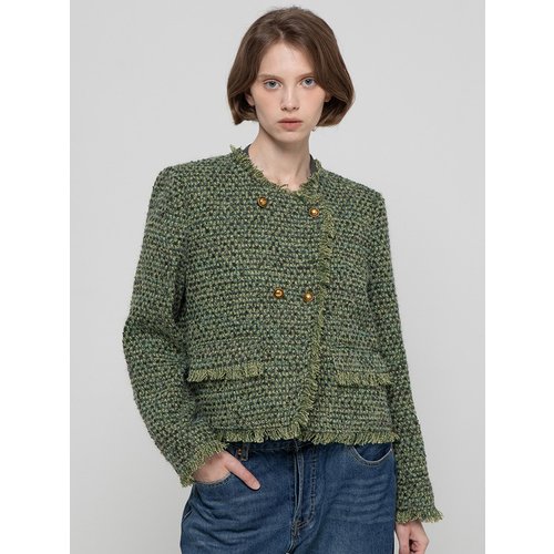 Tweed quilting jacket _ Olive