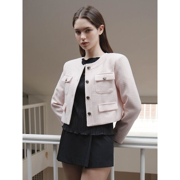 26SS 러버 포켓 트위드 자켓, 핑크 (3color)